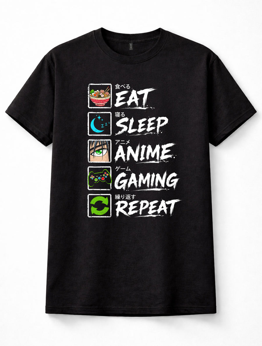 Eat Sleep Anime Gaming Repeat Otaku Gamer Japan Unisex T-Shirt