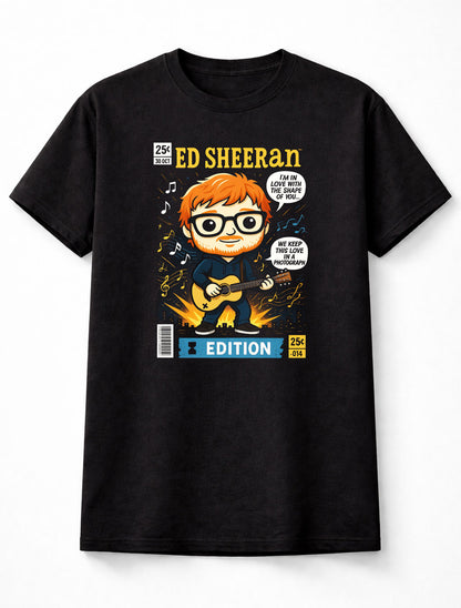 Ed Sheeran T-Shirt Shape Of You Pop Acoustic Unisex Black Graphic Tee