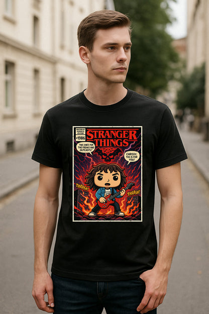 Stranger Things Eddie Munson Master of Puppets Hellfire Club Retro Comic Cover Unisex T-Shirt