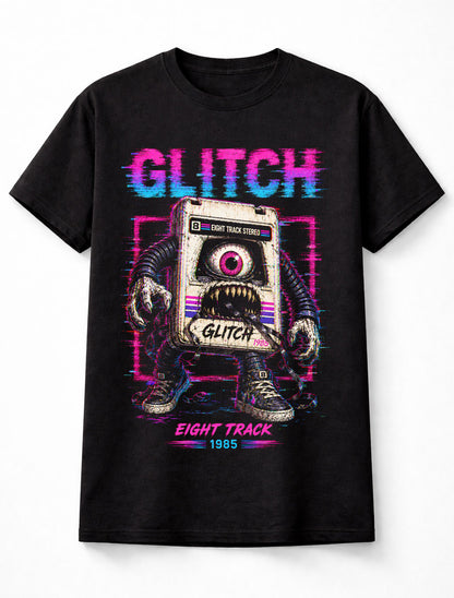 Glitch Eight Track Stereo Monster Retro Horror Synthwave 1985 Unisex T-Shirt