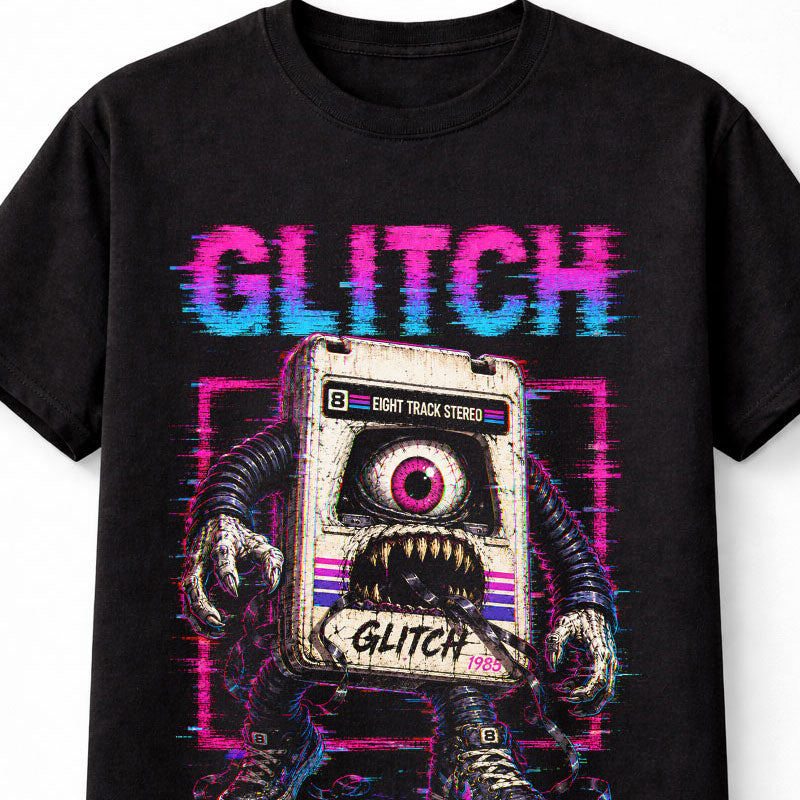 Glitch Eight Track Stereo Monster Retro Horror Synthwave 1985 Unisex T-Shirt