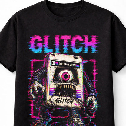 Glitch Eight Track Stereo Monster Retro Horror Synthwave 1985 Unisex T-Shirt