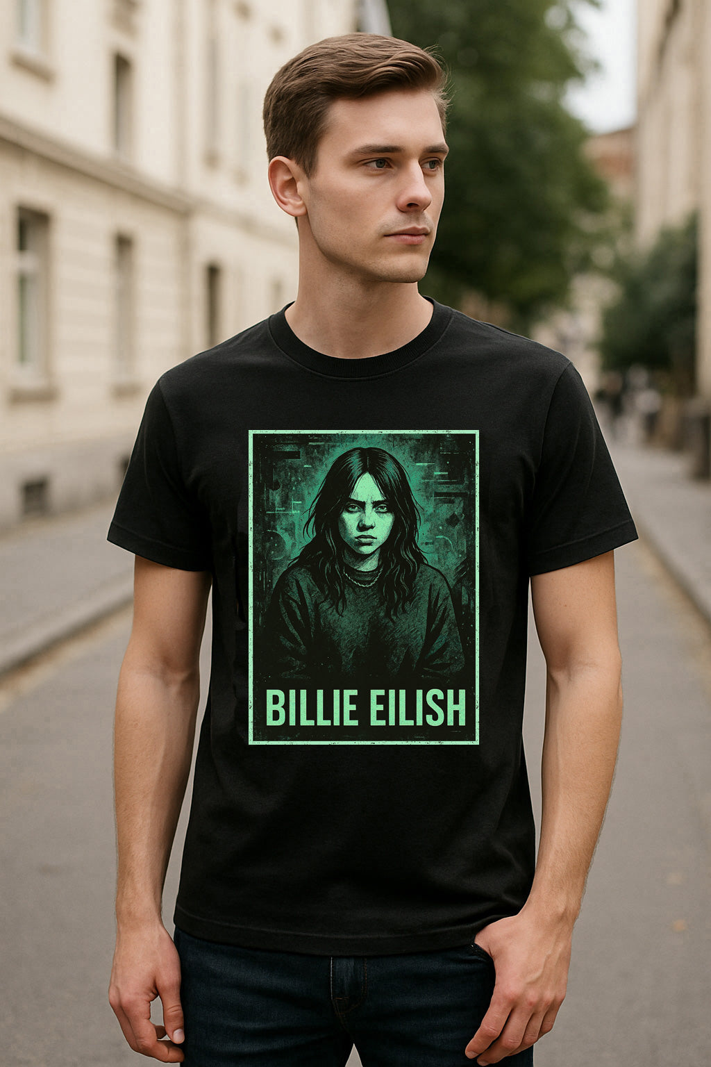 Billie Eilish Dark Pop Icon Bad Guy Alternative Music Star Adults & Kids Unisex T-Shirt