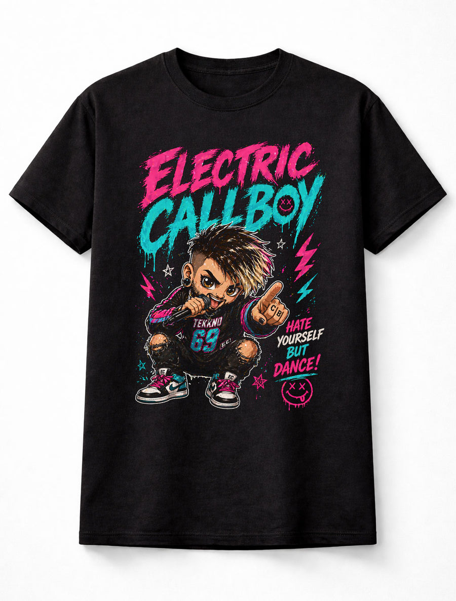 Electric Callboy Tekno Metalcore Band Graphic T-Shirt Hate Yourself But Dance Music Fan EDM Metal Tee Adult & Kids Unisex T-Shirt
