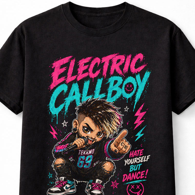 Electric Callboy Tekno Metalcore Band Graphic T-Shirt Hate Yourself But Dance Music Fan EDM Metal Tee Adult & Kids Unisex T-Shirt