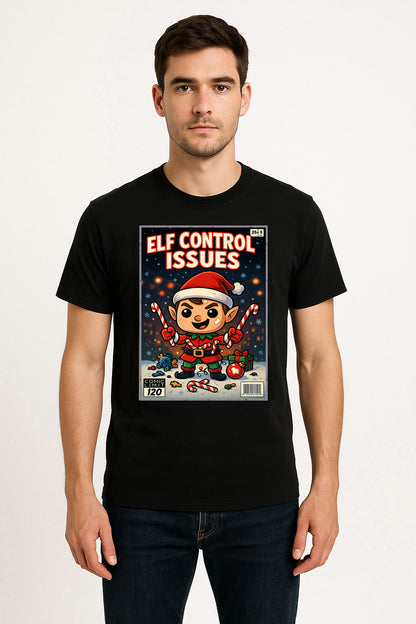 Elf Control Issues Funny Christmas Unisex Christmas T-Shirt or Hoodie