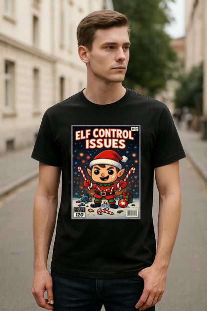 Elf Control Issues Funny Christmas Unisex Christmas T-Shirt or Hoodie