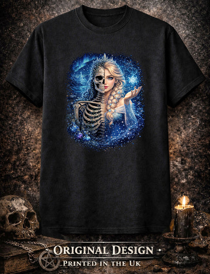Elsa Ice Queen Skull T Shirt Gothic Frozen Fantasy Horror Princess Unisex