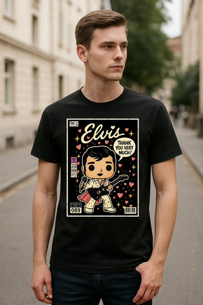 Elvis Presley Thank You Very Much Rock n Roll Funko Pop Style Unisex T-Shirt