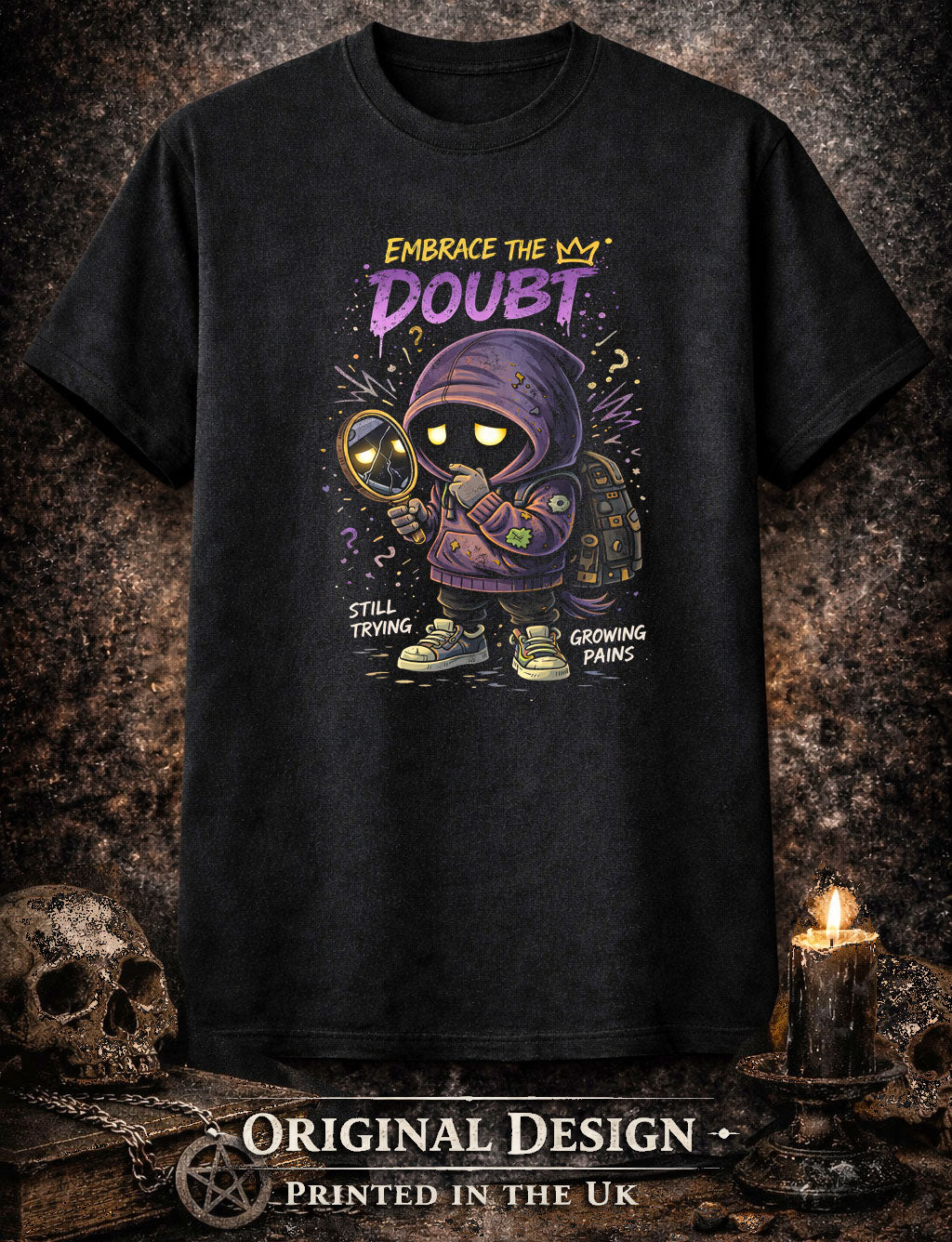 Embrace the Doubt T Shirt Gothic Cartoon Misfit Punk Unisex Graphic Tee