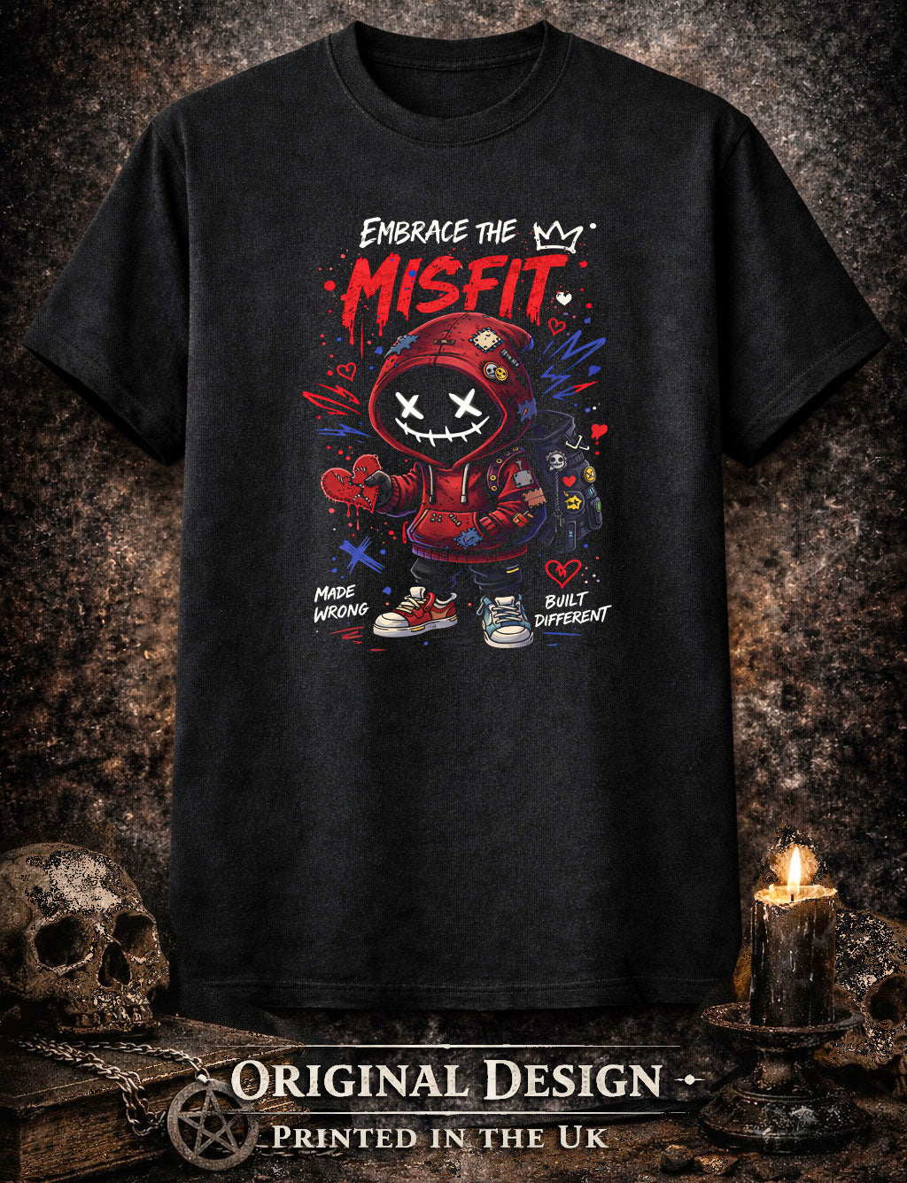 Embrace the Misfit T Shirt Gothic Cartoon Punk Rebel Unisex Graphic Tee