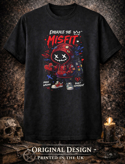 Embrace the Misfit T Shirt Gothic Cartoon Punk Rebel Unisex Graphic Tee