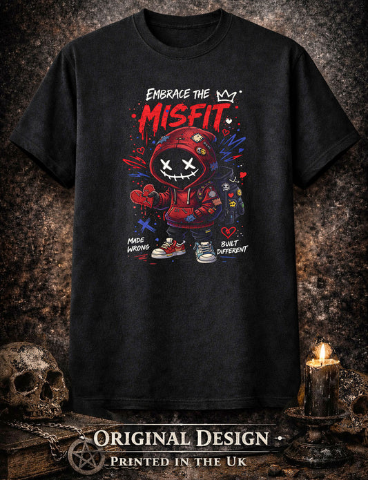 Embrace the Misfit T Shirt Gothic Cartoon Punk Rebel Unisex Graphic Tee