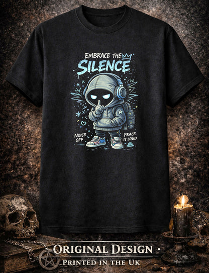 Embrace the Silence T Shirt Gothic Cartoon Introvert Punk Unisex Graphic Tee