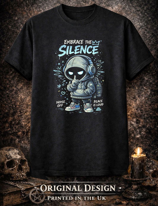 Embrace the Silence T Shirt Gothic Cartoon Introvert Punk Unisex Graphic Tee