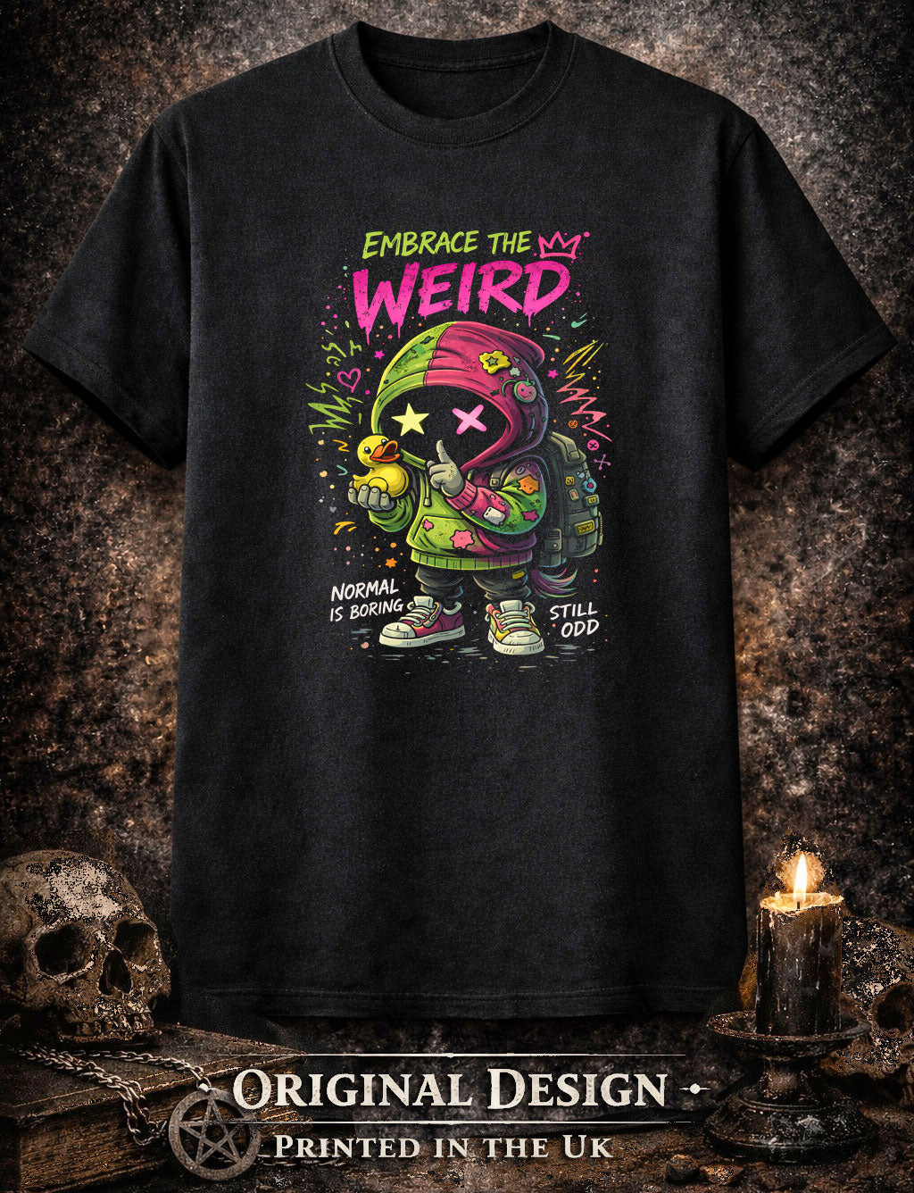 Embrace the Weird T Shirt Gothic Cartoon Punk Kawaii Rebel Unisex Graphic Tee