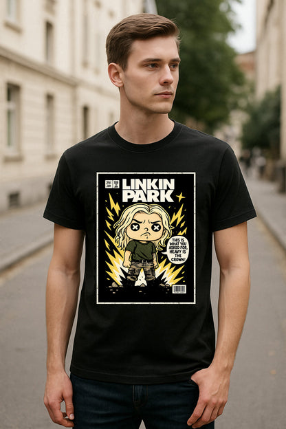 Linkin Park “Heavy Is the Crown” Unisex T-Shirt – Nu Metal Band Comic Edition Graphic Tee