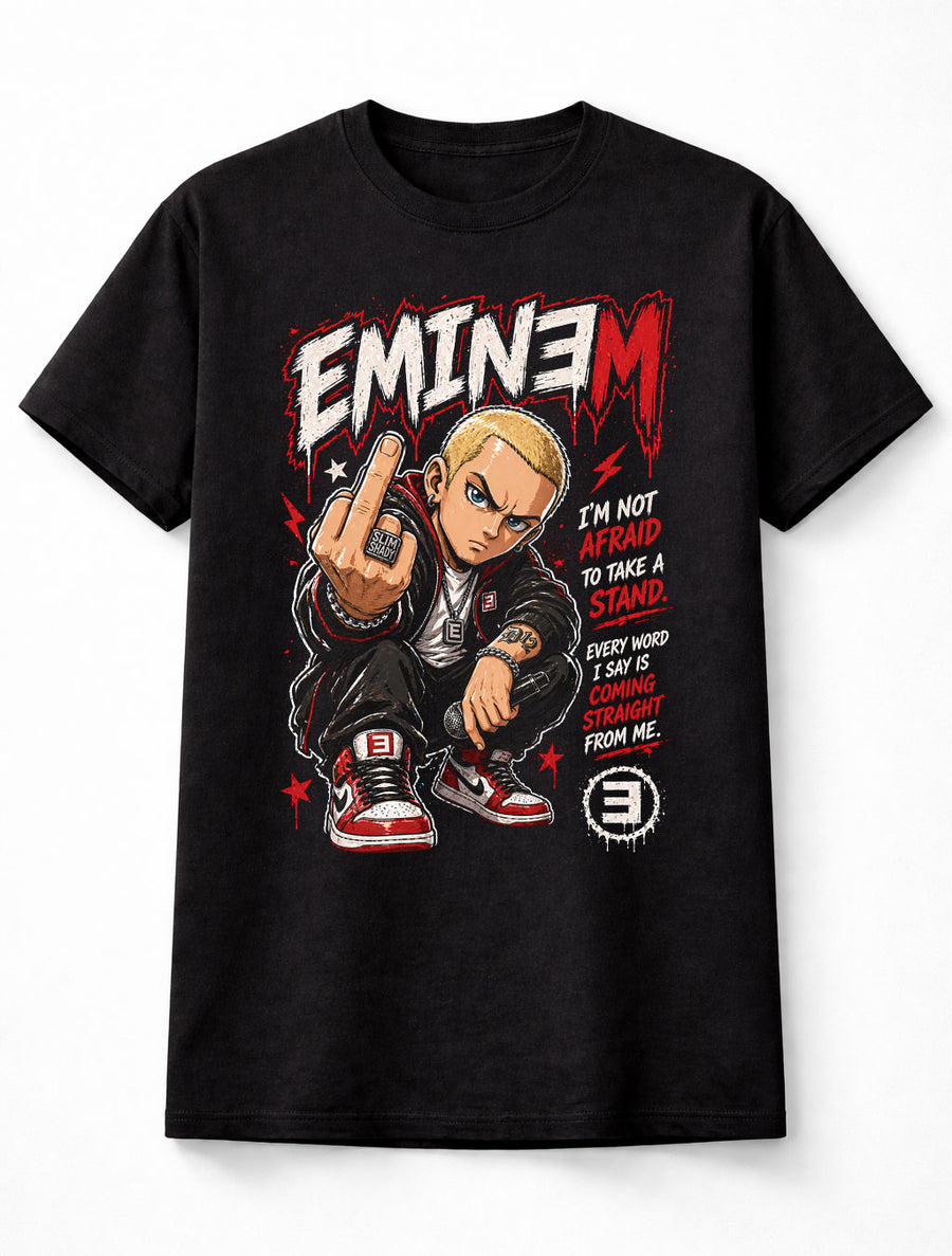 Eminem Slim Shady Rap Hip Hop Graphic T-Shirt Im Not Afraid To Take A Stand Lyrics Music Fan Streetwear Tee Adult & Kids Unisex T-Shirt