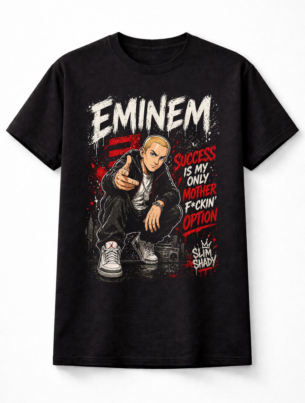 Eminem Graphic T-Shirt Slim Shady Rap Tee Success Is My Only Option Shirt Hip Hop Streetwear Urban Rap Fan Gift Vintage Adults & Kids Unisex T-Shirt