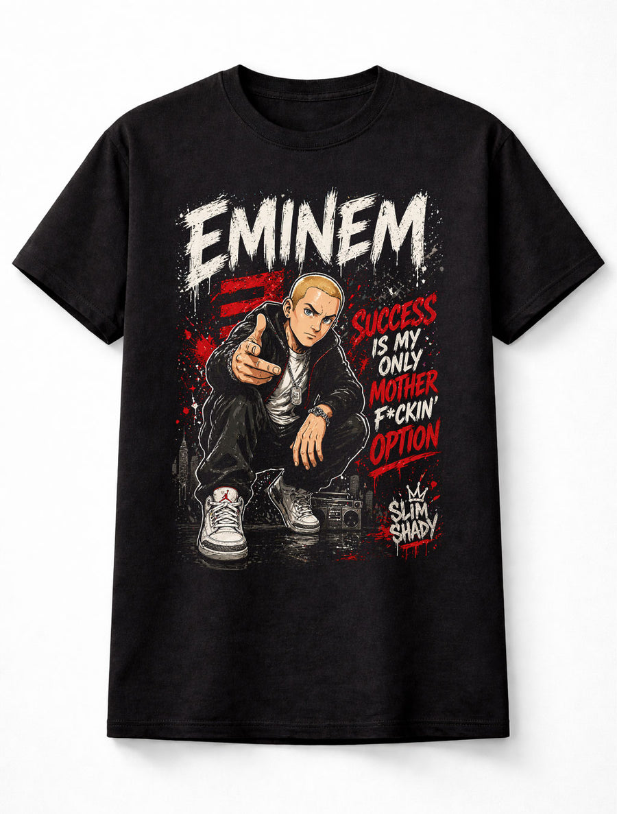 Eminem Graphic T-Shirt Slim Shady Rap Tee Success Is My Only Option Shirt Hip Hop Streetwear Urban Rap Fan Gift Vintage Adults & Kids Unisex T-Shirt