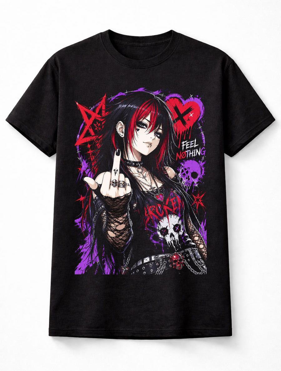 Anime Goth Girl Punk Skull Alternative Manga Graphic Unisex T-Shirt