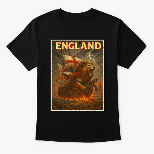 England Lion Ship Unisex T-Shirt Medieval Sailing British Warrior Tee