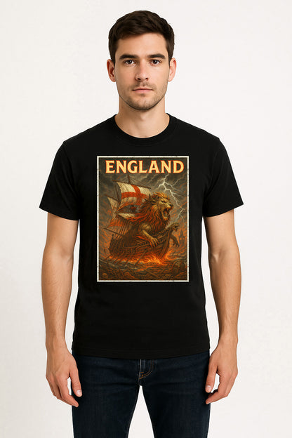 England Lion Ship Unisex T-Shirt Medieval Sailing British Warrior Tee