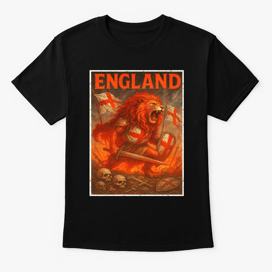 England Red Warrior Lion Unisex T-Shirt St George Battlefield Warrior Tee