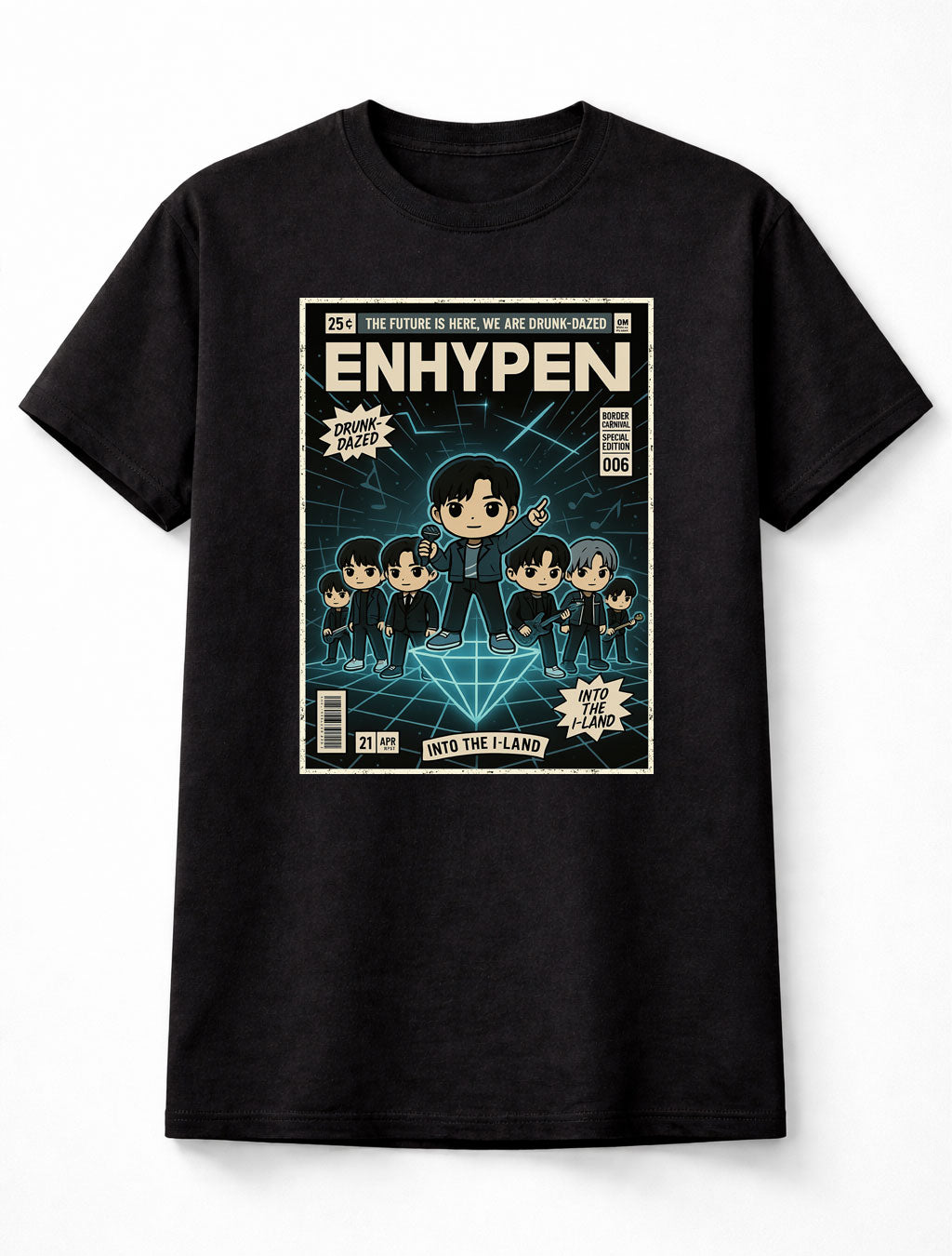 Enhypen T-Shirt K-Pop Sensation Drunk-Dazed Unisex Black Graphic Tee