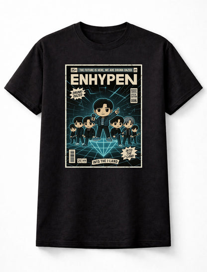 Enhypen T-Shirt K-Pop Sensation Drunk-Dazed Unisex Black Graphic Tee