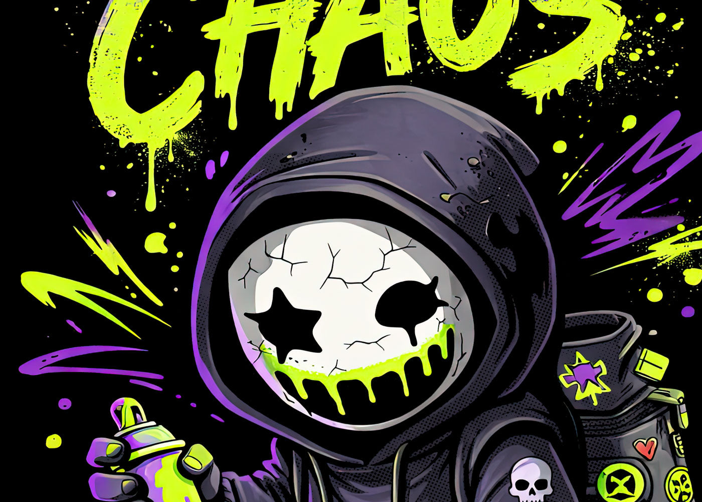 Enjoy the Chaos T Shirt Gothic Cartoon Punk Graffiti Rebel Unisex Graphic Tee