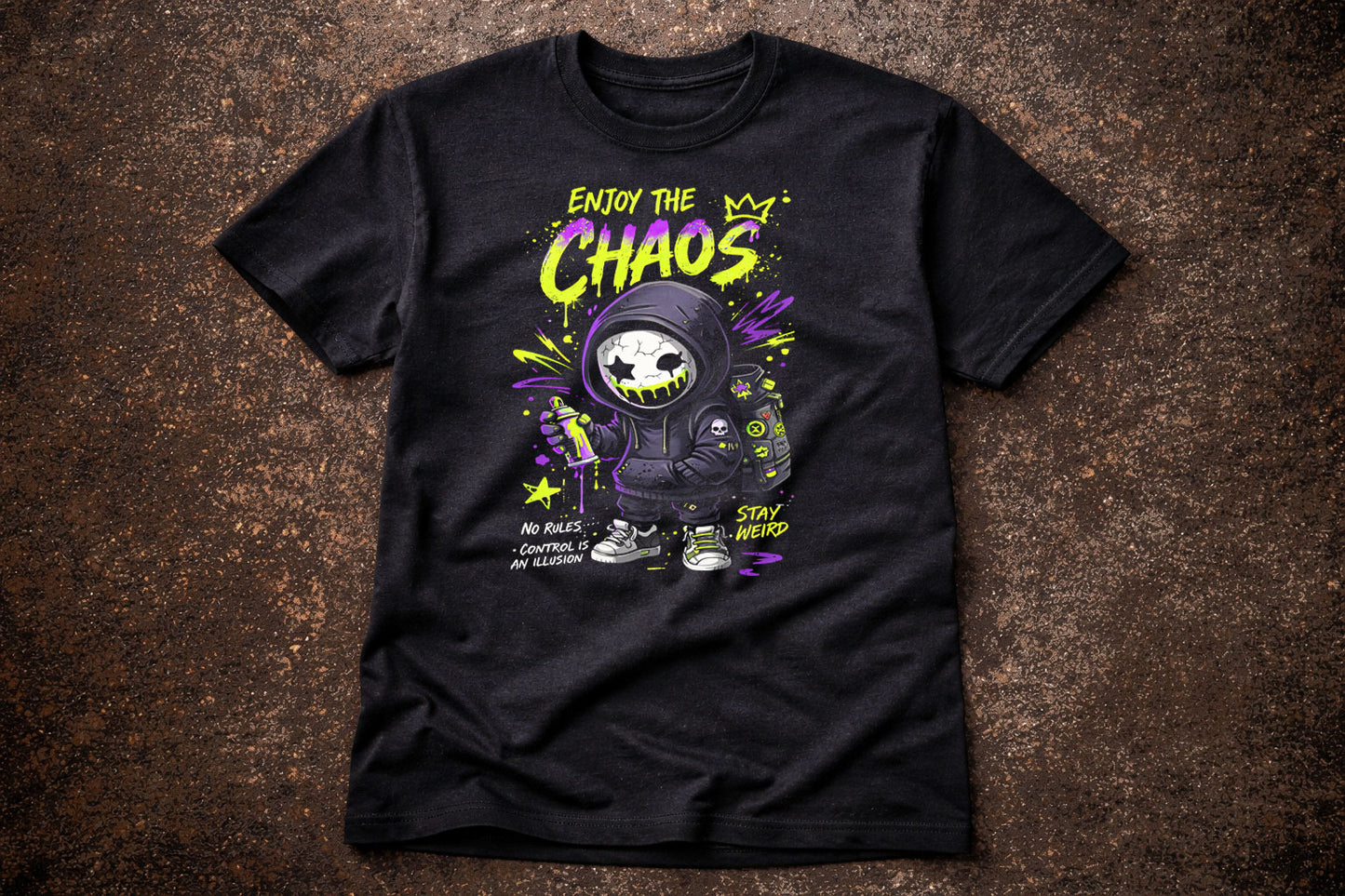 Enjoy the Chaos T Shirt Gothic Cartoon Punk Graffiti Rebel Unisex Graphic Tee