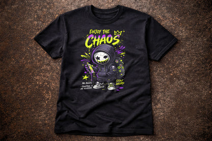 Enjoy the Chaos T Shirt Gothic Cartoon Punk Graffiti Rebel Unisex Graphic Tee