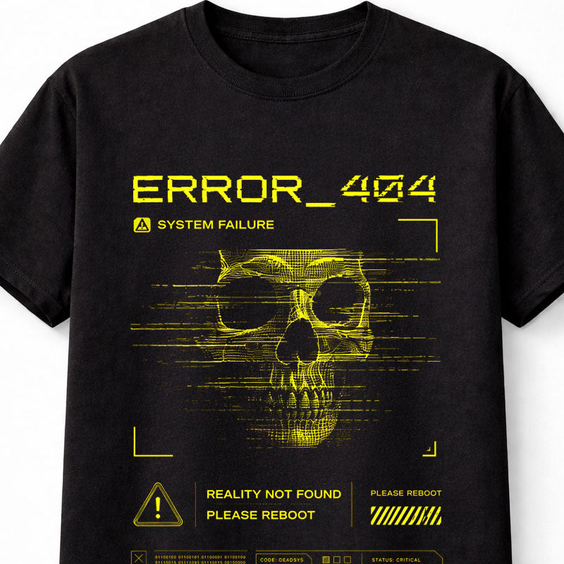 Error 404 Cyber Skull System Failure Glitch Y2K Hacker Unisex T-Shirt
