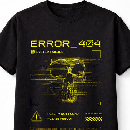 Error 404 Cyber Skull System Failure Glitch Y2K Hacker Unisex T-Shirt