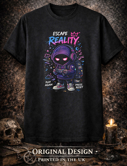 Escape Reality T Shirt Gothic Gamer Cartoon Punk Unisex Graphic Tee