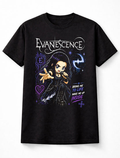 Evanescence Amy Lee Bring Me To Life Gothic Rock Band Graphic T-Shirt Wake Me Up Inside Lyrics Music Fan Dark Tee Adult & Kids Unisex T-Shirt