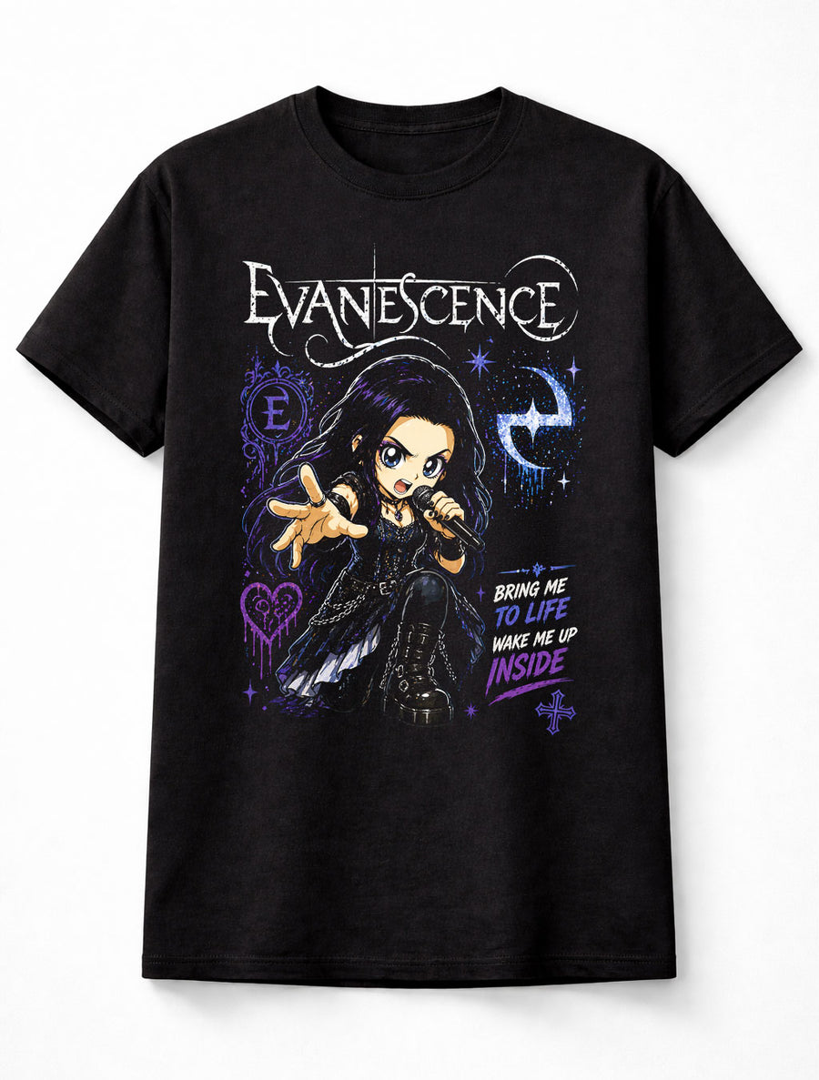 Evanescence Amy Lee Bring Me To Life Gothic Rock Band Graphic T-Shirt Wake Me Up Inside Lyrics Music Fan Dark Tee Adult & Kids Unisex T-Shirt