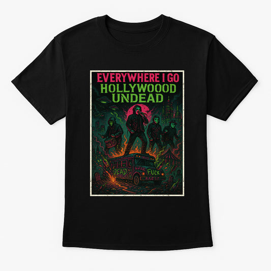 Hollywood Undead Everywhere I Go Unisex T-Shirt Rap Rock Band Merch Tee