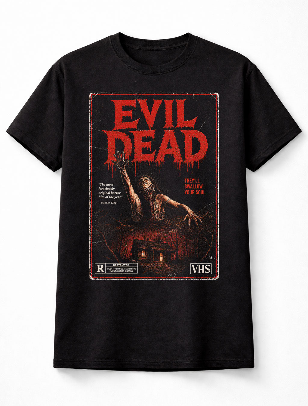Evil Dead Horror VHS Cabin Zombie Retro Movie Unisex T-Shirt