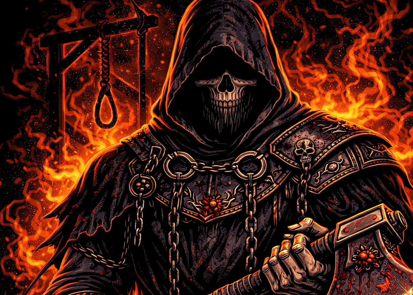 Executioner Skull Skeleton T Shirt Gothic Hooded Reaper Axe Dark Fantasy Unisex