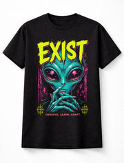 Exist Alien Horror UFO Retro Sci Fi Graphic Neon Unisex T-Shirt