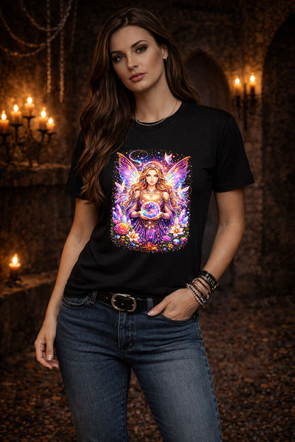 Enchanted Fairy Crystal Art Psychedelic Trippy Gothic Unisex Graphic T-Shirt