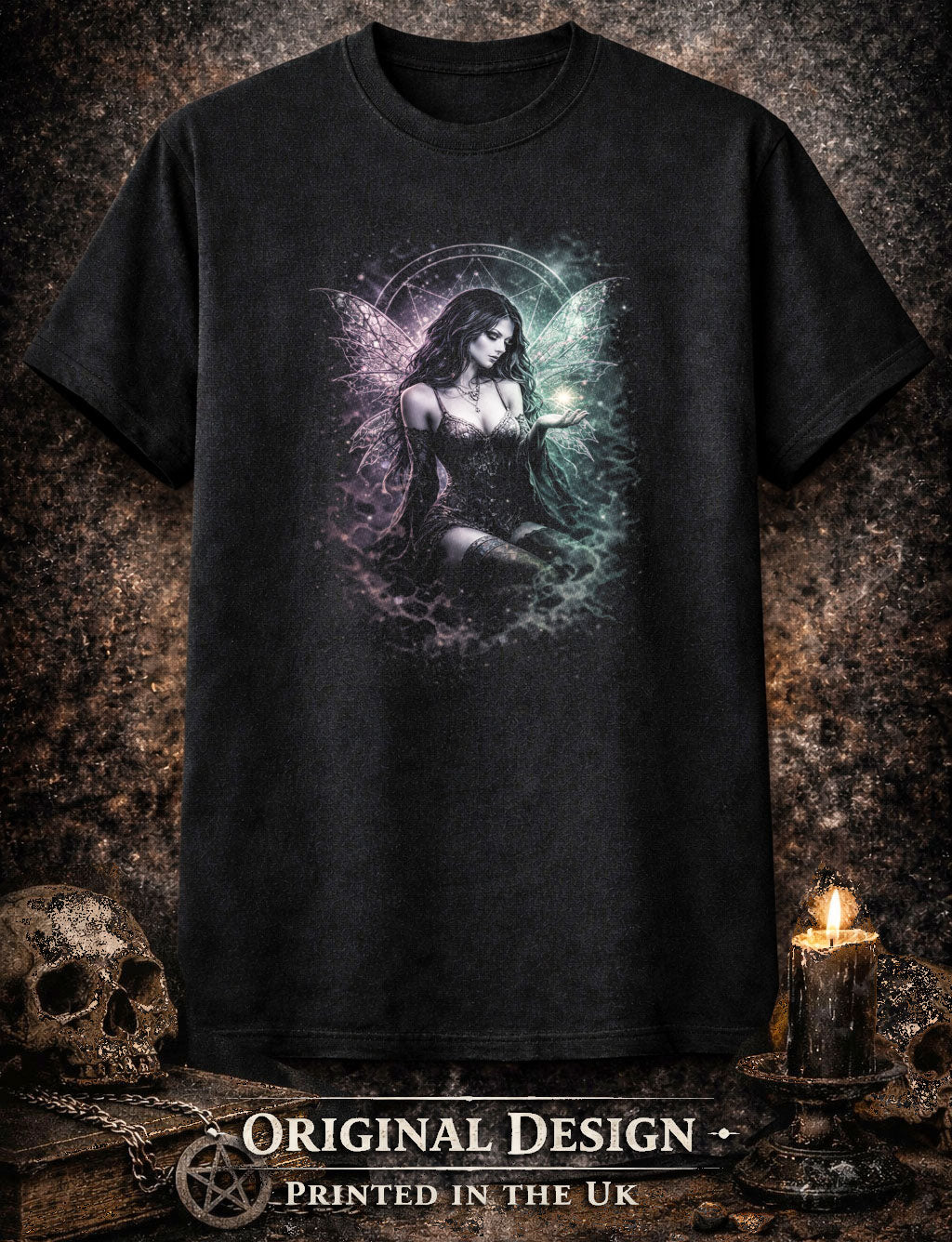 Fairy T-Shirt Dark Fantasy Gothic Arcane Magic Unisex Black Graphic Tee