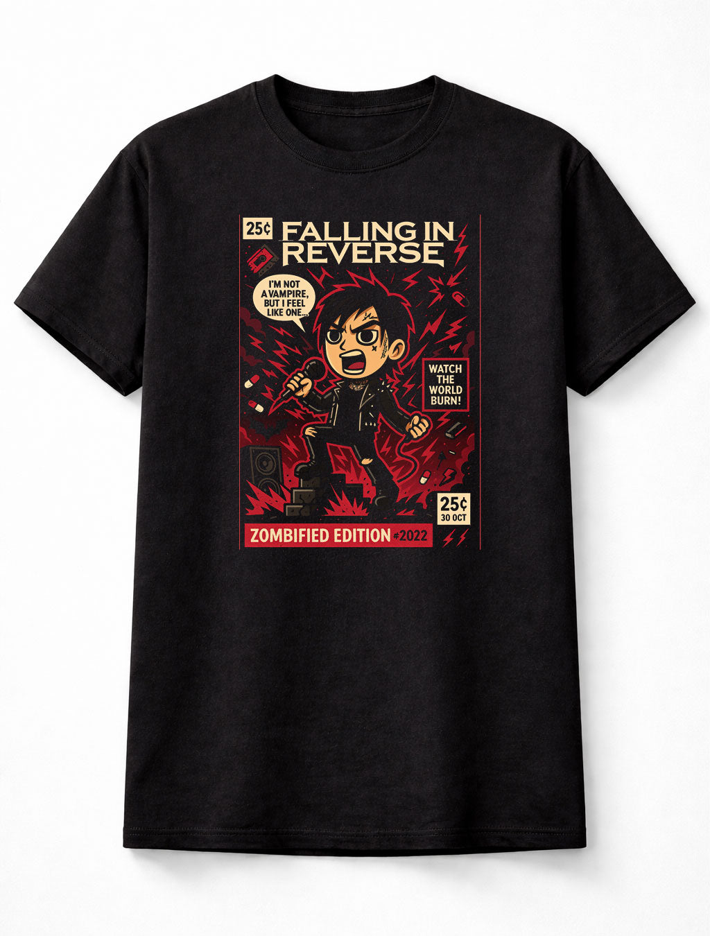 Falling In Reverse Zombified I’m Not A Vampire Watch The World Burn Adults & Kids Unisex T-Shirt