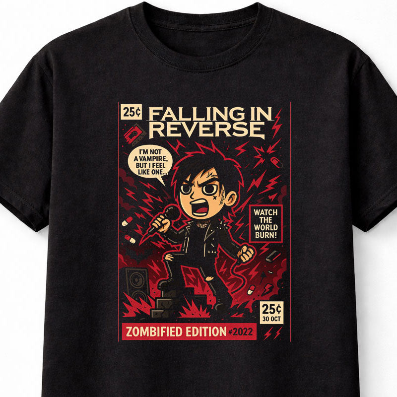 Falling In Reverse Zombified I’m Not A Vampire Watch The World Burn Adults & Kids Unisex T-Shirt