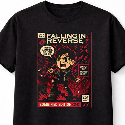 Falling In Reverse Zombified I’m Not A Vampire Watch The World Burn Adults & Kids Unisex T-Shirt