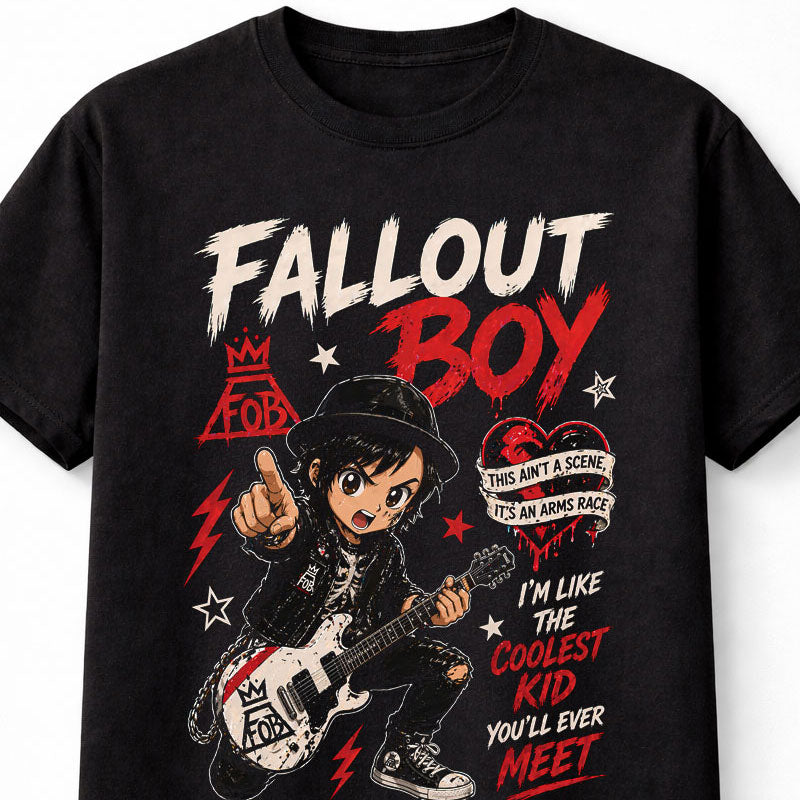 Fall Out Boy Pop Punk Rock Band Graphic T-Shirt This Aint A Scene Arms Race Lyrics Music Fan Emo Punk Tee Adult & Kids Unisex T-Shirt