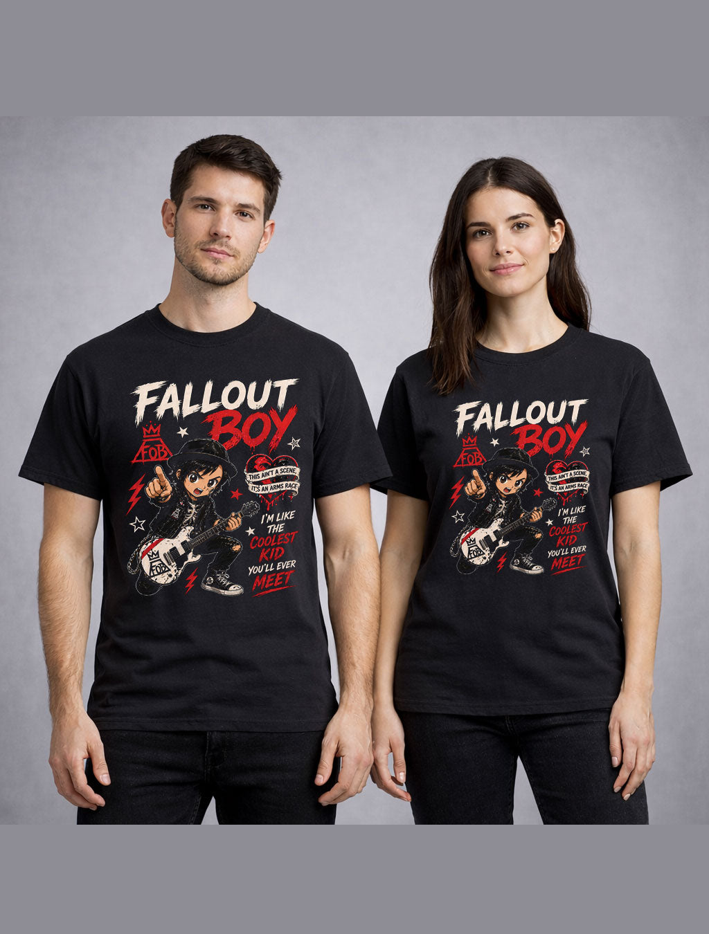 Fall Out Boy Pop Punk Rock Band Graphic T-Shirt This Aint A Scene Arms Race Lyrics Music Fan Emo Punk Tee Adult & Kids Unisex T-Shirt