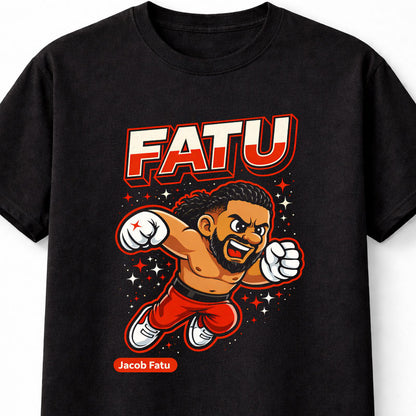 Jacob Fatu Cartoon WWE Wrestler T-Shirt Fatu Graphic Fan Tee Unisex Adults & Kids